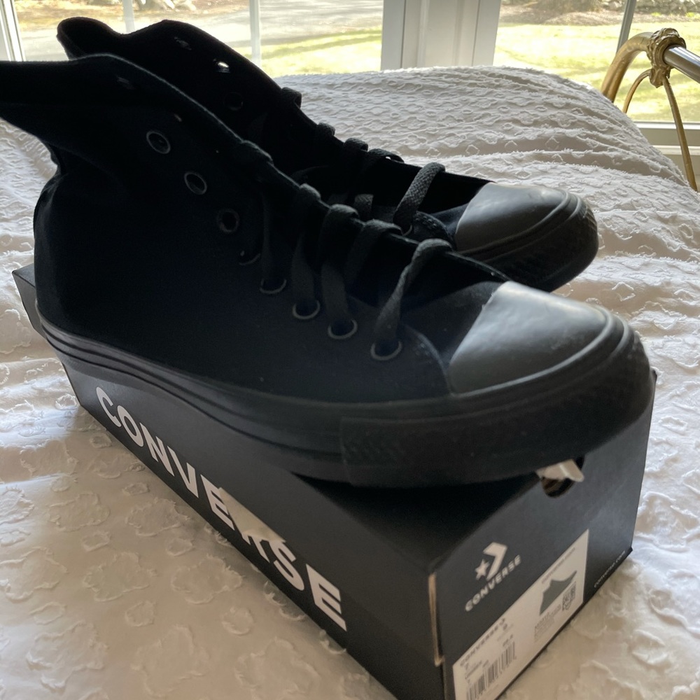 brand new black monochrome high-top converse